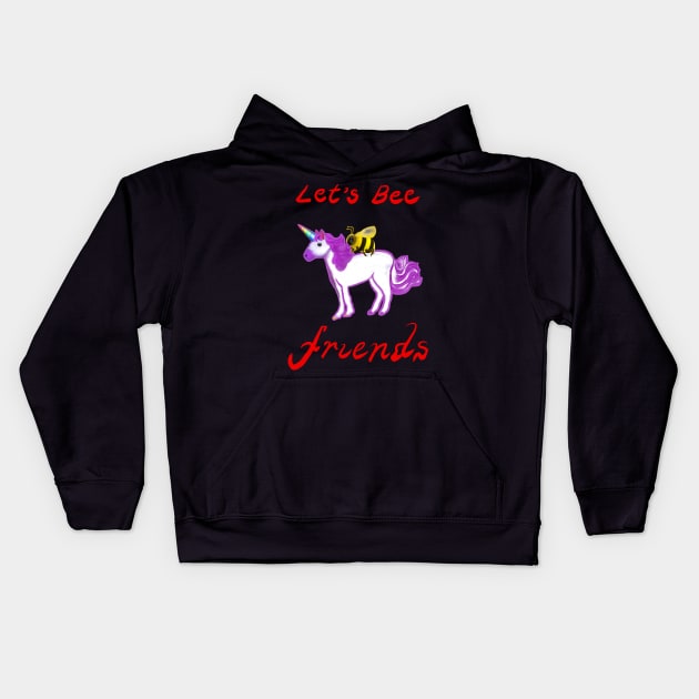 Bee themed gifts for women, men and kids. Let’s Bee friends - honey bee and Rainbow horned unicorn celebrate friendship save the bees Kids Hoodie by Artonmytee